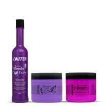 Kit Blonde Fairy Coiffer shampoo e Shampote Violet Capilar e Mousse p/ Cabelos Loiros e Com Luzes Matizador