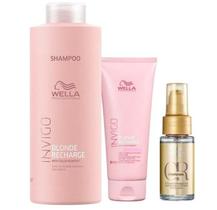 Kit Blonde Recharge Shampoo, Cond e Oil Reflections - Wella