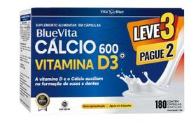 Kit Bluevita Cálcio 600mg + Vitamina D3 com 180 Cápsulas