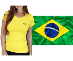 Kit Blusa Camisa Camiseta Brasil Masculina Feminina e Bandeira - Camisetal