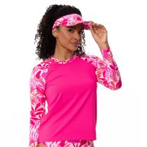 Kit Blusa Feminina Uv Manga Longa + Viseira Proteção Solar Praia Piscina Beach Tênis Vôlei