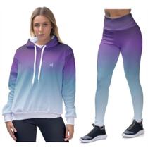Kit Blusa Moletom Feminino Legging Academia Cós alto Moda Fitness