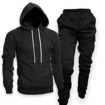 Kit Blusa Moletom Flanelada + Calça Jogger Jeans Masculino Liso 25