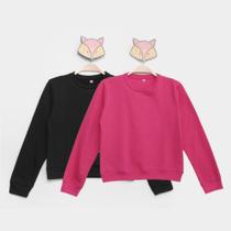 Kit Blusa Moletom Infantil Candy Kids Básico Menina 2 Peças