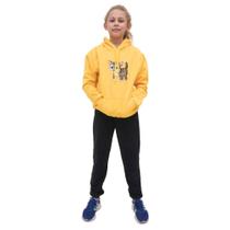 Kit Blusa Moletom Menina Infantil Canguru Com Calça de Frio Lisa Para Escola Passeio Moda Inverno