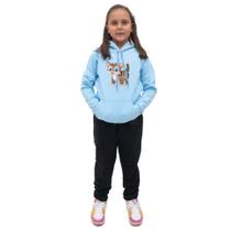 Kit Blusa Moletom Menina Infantil Canguru Com Calça de Frio Lisa Para Escola Passeio Moda Inverno