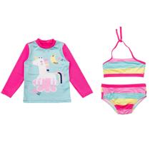 Kit Blusa Proteção Uv Solar +Biquíni Forrado Menina Praia