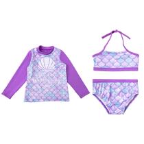 Kit Blusa Proteção Uv Solar +Biquíni Forrado Menina Praia Kit Blusa Proteção Uv Solar +Biquíni Forrado Menina Praia