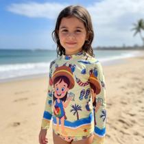 Kit Blusa Uv Infantil Maiô Biquini Proteção Solar UV50+ Natação Praia Personagens Kit Blusa Uv Infantil Maiô Biquini Proteção Solar UV50+ Natação Praia Personagens