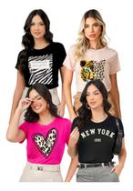Kit Blusas Femininas T Shirt + 8 Estampas