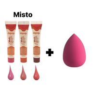 Kit Blush Perfeito Líquido Vegano Resistente a Água Mais Pincel Profissional ou Esponja Coxinha Maquiagem