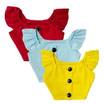 Kit Blusinha Cropped Infantil Meninas 3 Peças Look Verão