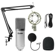 Kit Bm-800 Microfone Condensador Profissional - Prata