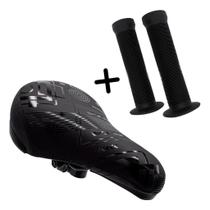 Kit Bmx Banco Manopla Bike Selim Bicicleta Wheeling Grau Rl Tipo Gios GTA Wheeling Grau