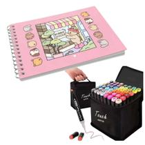 Kit Bobbie Goods + 48 Canetinhas Coloridas Pintar Diversão - caderno