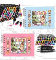 Kit Bobbie Goods 60 Canetinhas Dupla Ponta Livro de Colorir Kit Bobbie Goods 60 Canetinhas Dupla Ponta Livro de Colorir