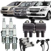 Kit Bobina + Cabos + Velas Agile Cobalt Montana 1.4 8v Flex
