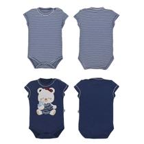 Kit Body 2 Peças Azul Marinho Listrado Bebê Menina Marbella Raquel