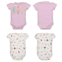 Kit Body 2 Peças Bebê Menina Docinhos Rosa Canelado Laura