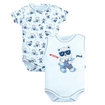 Kit Body 2 Peças Bebê Menino Suedine Estampado Urso Upi Uli
