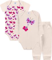 Kit Body 3 Peças Borboletas Suedine - Kappes Kit Body 3 Peças Borboletas Suedine - Kappes