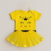 Kit Body Abelinha Com Saia em Tule Amarela Mesverssario
