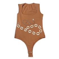 Kit Body Alça Larga Decote Quadrado Marrom + Cinto Correntinha - Tamanho Único 38/40