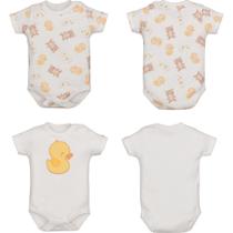 Kit Body Bebê 2 Peças Yula Patinho Animais Branco Amarelo