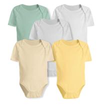 Kit Body Bebê 5 Peças Manga Curta Menino Menina Algodão