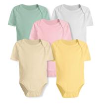 Kit Body Bebê 5 Peças Manga Curta Menino Menina Algodão Kit Body Bebê 5 Peças Manga Curta Menino Menina Algodão