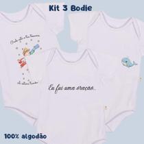 Kit Body Bebê Algodão Macacão Recém nascido 3 Bodie Sortidos Kit Body Bebê Algodão Macacão Recém nascido 3 Bodie Sortidos