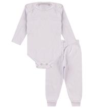 Kit Body Bebê Canelado 2 Peças Kappes Branco Kit Body Bebê Canelado 2 Peças Kappes Branco