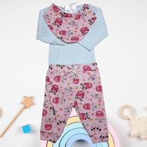 Kit body bebê com calça e bandana babador like on panda branco rn ao g