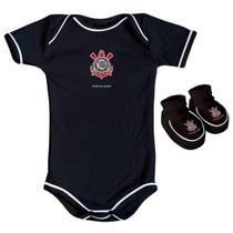 Kit body bebê e pantufa corinthians torcida baby licenciado