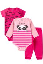Kit Body Bebê Feminino Pink Panda