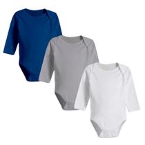 Kit Body Bebê Manga Longa 100% Algodão Cores Sortidas 3 Pçs Kit Body Bebê Manga Longa 100% Algodão Cores Sortidas 3 Pçs