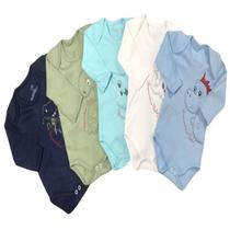 Kit Body Bebe Manga Longa Liso C/ Estampa Bordada 2 Peças Vários modelos