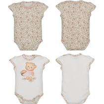 Kit Body Bebê Menina 2 Peças Caroline Marfim Ursinha Rosa