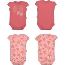 Kit Body Bebê Menina 2 Peças Suedine Suzana Ursinha Rosa