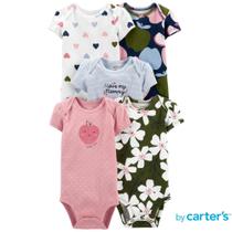 Kit Body Bebê Menina Carter's Manga Curta 5 peças Floral Coleção Nova