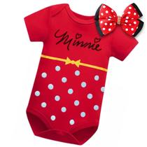 Kit Body Bebê Menina Mesversário Temático Minnie Com Laço