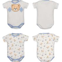 Kit Body Bebê Menino 2 Peças Suedine Chay Azul Ursinho Kit Body Bebê Menino 2 Peças Suedine Chay Azul Ursinho