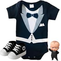 Kit Body Bebê Menino Personalizado Poderoso Chefinho Mesversário Com Tênis