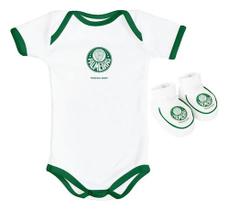Kit Body Bebê + Pantufa Palmeiras Torcida Baby Oficial
