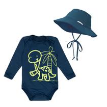 Kit Body Bebê Roupa Praia + Chapéu Proteção Solar Uv Baby Kit Body Bebê Roupa Praia + Chapéu Proteção Solar Uv Baby
