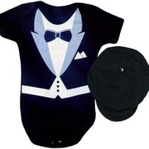 Kit Body Bebê Smoking com Boina