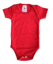 Kit Body Bebê Suedine Vermelho - 3 Unidades Com Manga Curta - Flor de Maçã