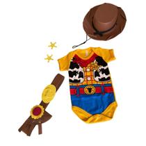 kit Body Bebê xerife Woody Toy Story Jessie Chapéu Cinto Personagem Mesversário Fantasia Estrela