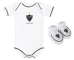 Kit Body Branco Pantufa Bebê Atletico Mineiro Torcida Baby Unisex