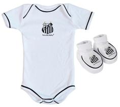 Kit Body Branco + Pantufa Bebê Santos Torcida Baby Unisex